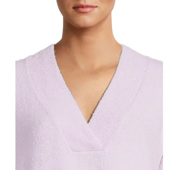 New Women's Spring Lavender V-Neck Soft Sweater - Picture 2 of 5